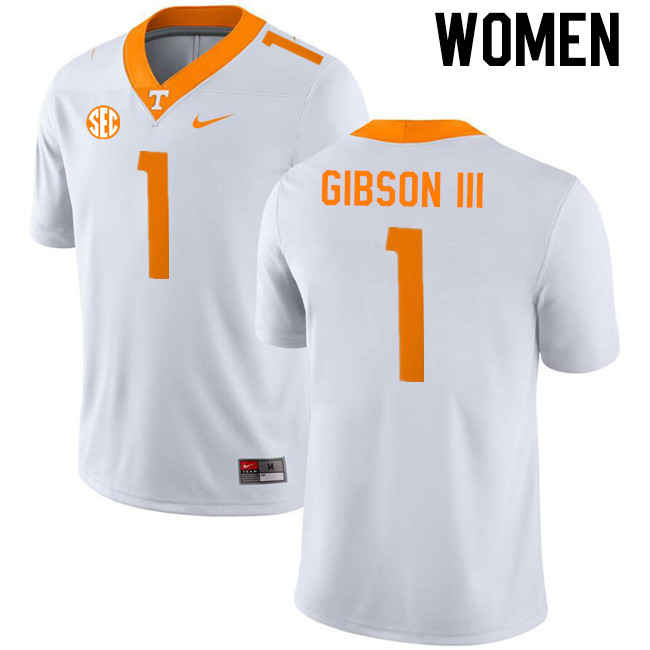 Women #1 Rickey Gibson III Tennessee Volunteers College Football Jerseys Stitched-White